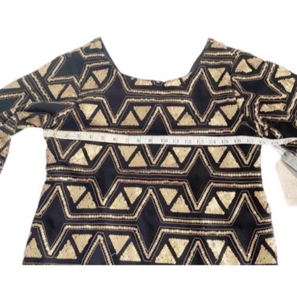 Billabong Designer’s Closet Large Black & Gold Sequin Fete Setter Dress - Picture 7 of 12